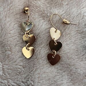 gold heart dangle studs